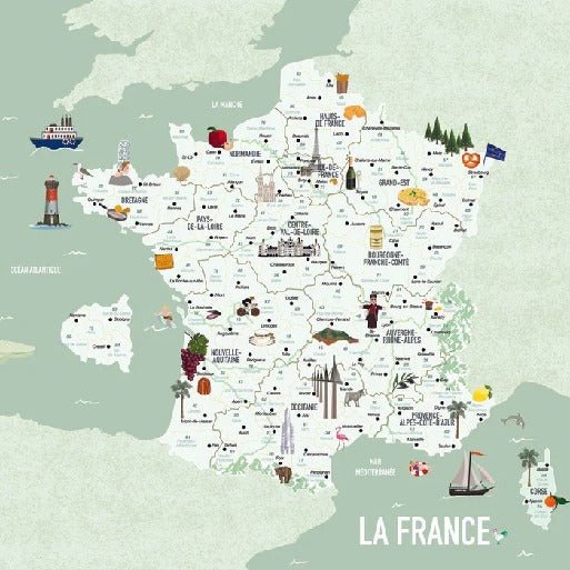 Papel pintado Mapa infantil verde de Francia