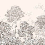 Papel pintado Beige panorámico Bosques y montañas
