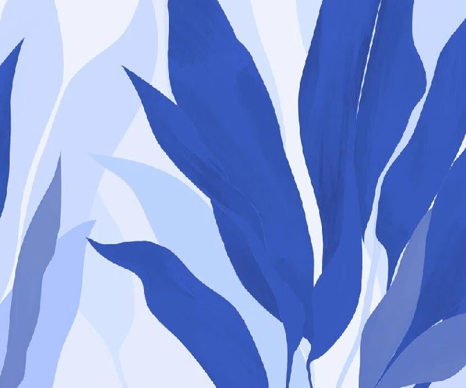 Papel pintado panorámico de tela floral azul