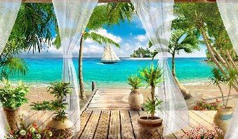 Papier peint Windows Sea, XXL, tendance