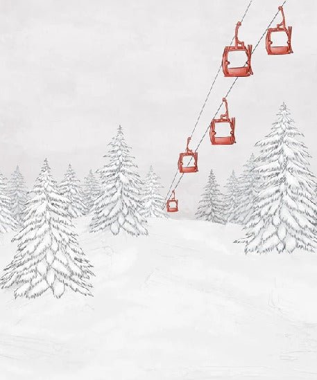 Papel pintado góndola roja montaña