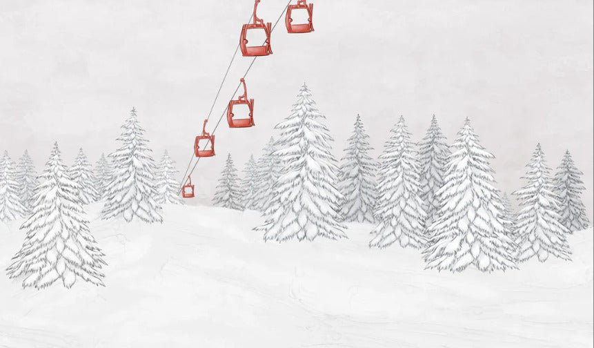 Papel pintado góndola roja montaña