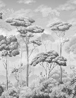 Papier peint panoramique pinèdes noir et blanc