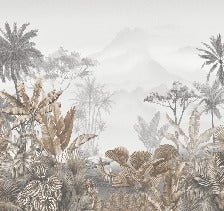 Papier peint tendance tropical sepia, mural concept, tendance