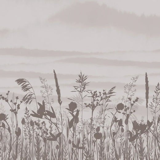 Papel pintado ramita panorámica monocroma