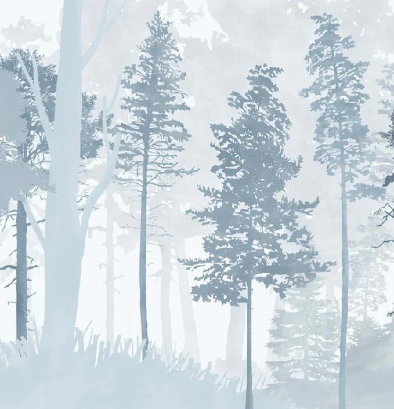 Papel pintado Bosque panorámico azul escandinavo