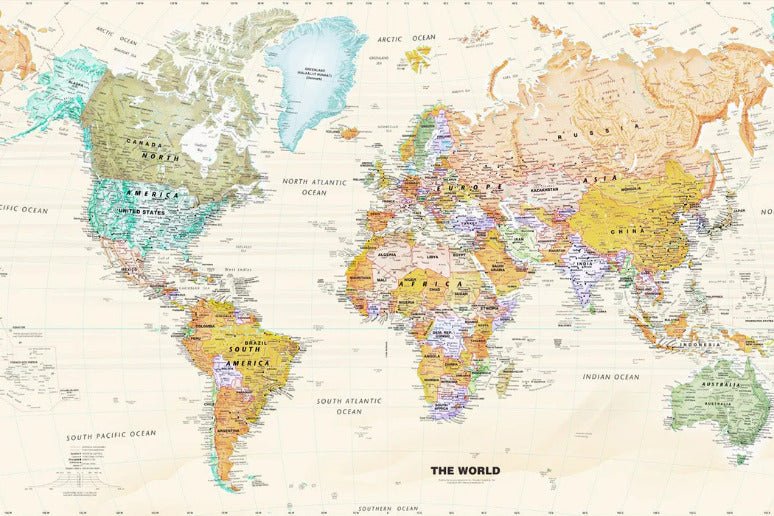 Papier peint original carte du monde, XXL, tendance