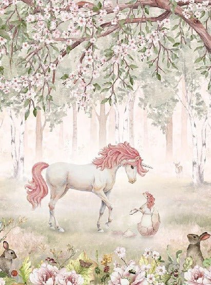 Papel pintado de Niña hada unicornio