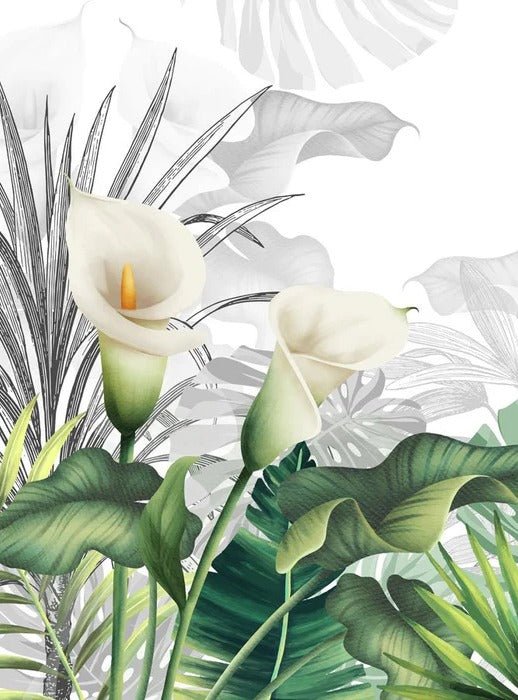 Papel pintado para cuarto de baño Naturaleza de lirios blancos