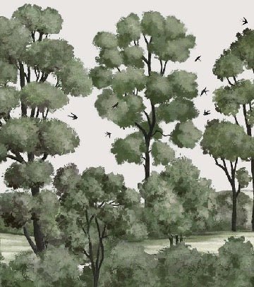 Papier peint paysage rivière forêt vert