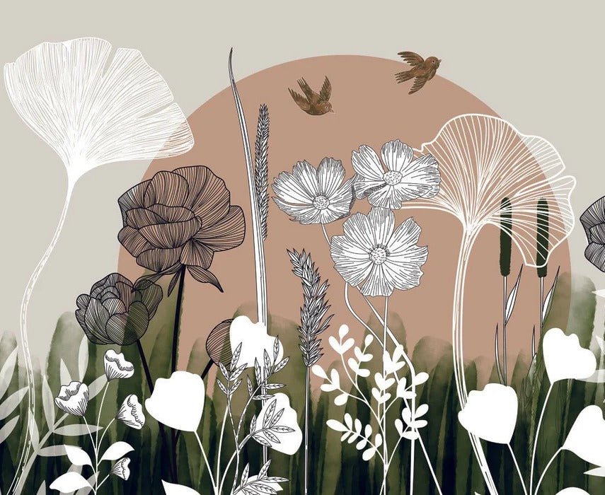 Papel pintado Ilustración floral panorámica