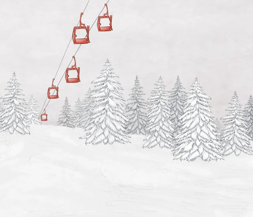 Papel pintado góndola roja montaña