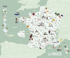 Papel pintado Mapa infantil verde de Francia