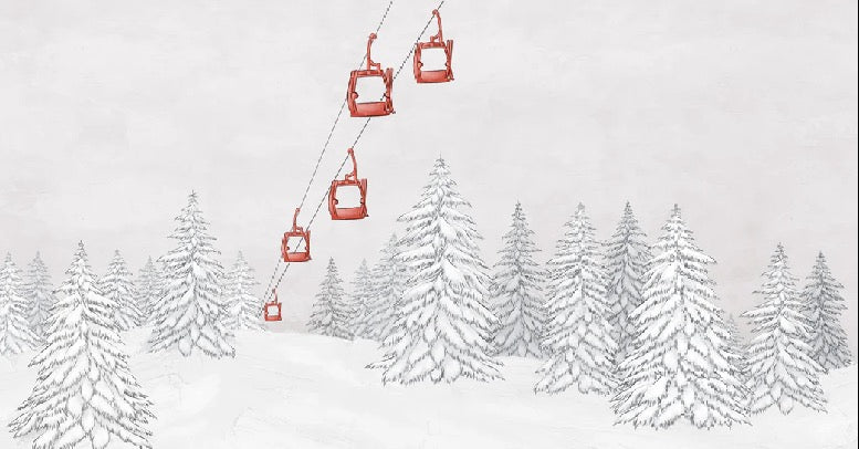 Papel pintado góndola roja montaña
