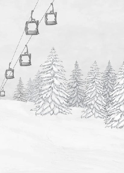 Papel pintado blanco y negro góndola montaña