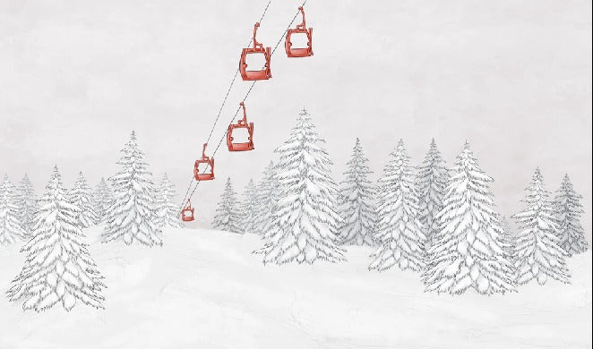 Papel pintado góndola roja montaña