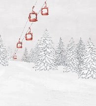 Papel pintado góndola roja montaña