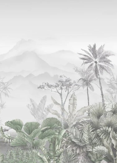 Papier peint wc tendance tropical vert, XXL, tendance