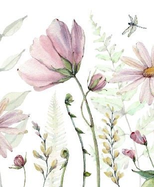 Papier peint fleurs et libellules, XXL, tendance