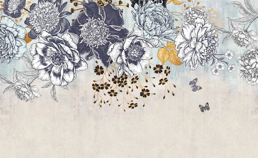 Papel pintado floral retro