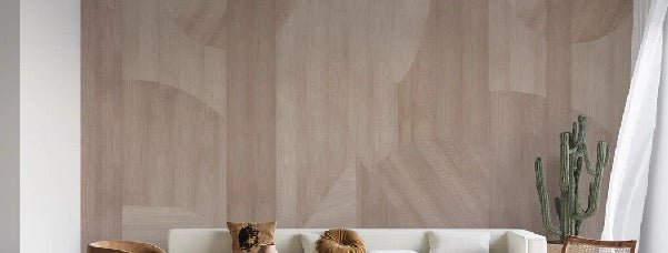 Papel pintado geométrico de paneles de madera