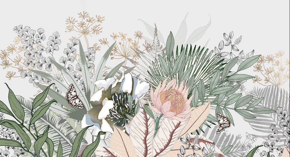 Papel pintado Botánico floral panorámico