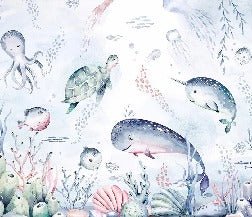 Fondo de ballenas oceánicas de cuento