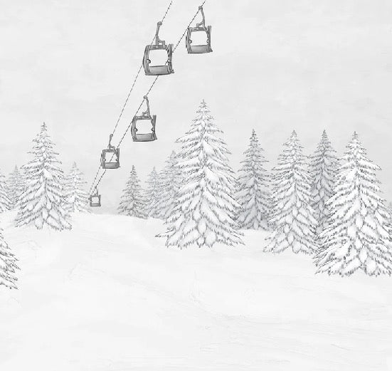 Papel pintado blanco y negro góndola montaña