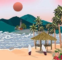 Papel pintado con ilustraciones inspiradas en Bali