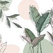 Papier peint panoramique végétal graphique vert, XXL, tendance