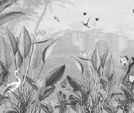 Papel pintado Espejismo tropical en blanco y negro