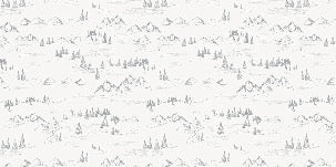 Papel pintado con ilustración de montaña y abeto