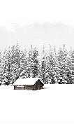 Papier peint panoramique chalet en montagne