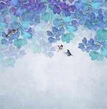 Papel pintado Hoja azul