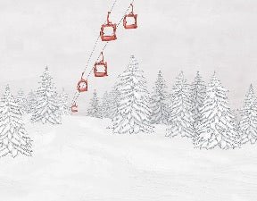 Papel pintado góndola roja montaña