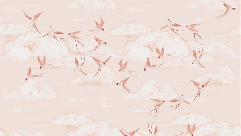 Papel pintado terracota poético para dormitorio infantil