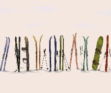 Papier peint skis colorés beige, XXL, tendance