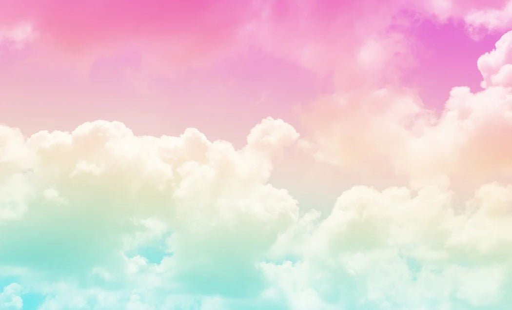 Papel pintado moderno con nubes rosas y azules