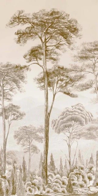 Papel pintado Naturaleza pinar sepia