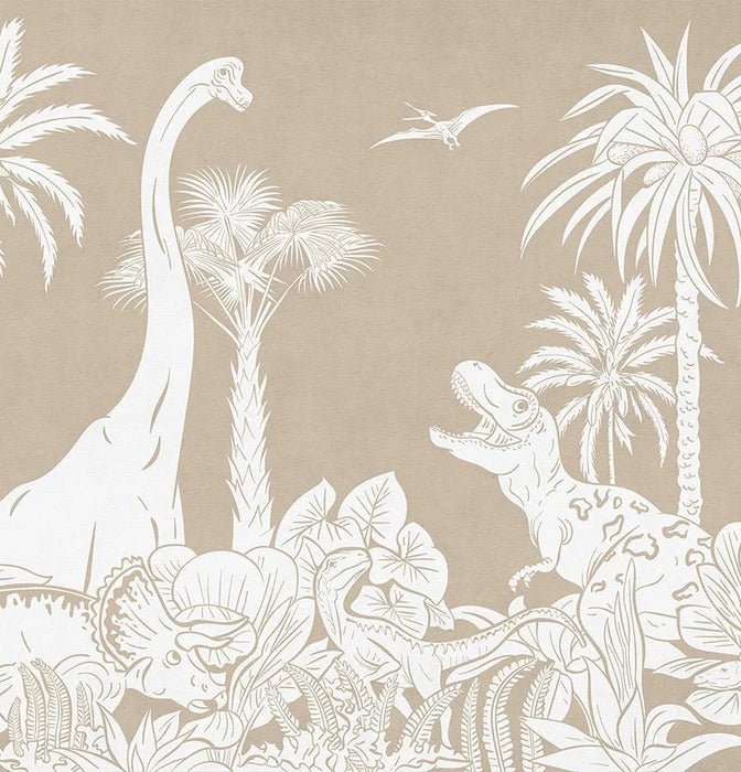 Papel pintado Dinos monocromo beige