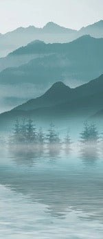 Papel pintado entre montaña y lago