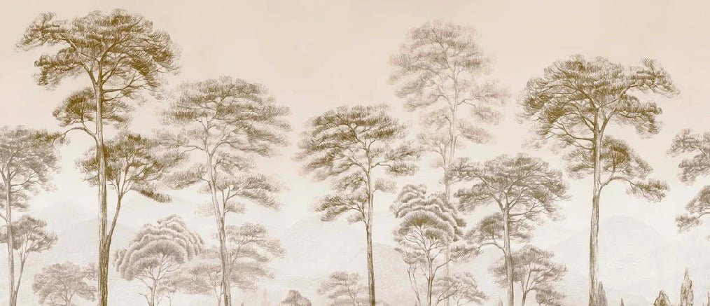 Papel pintado Naturaleza pinar sepia