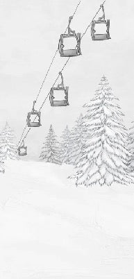 Papel pintado blanco y negro góndola montaña