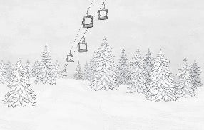 Papel pintado blanco y negro góndola montaña