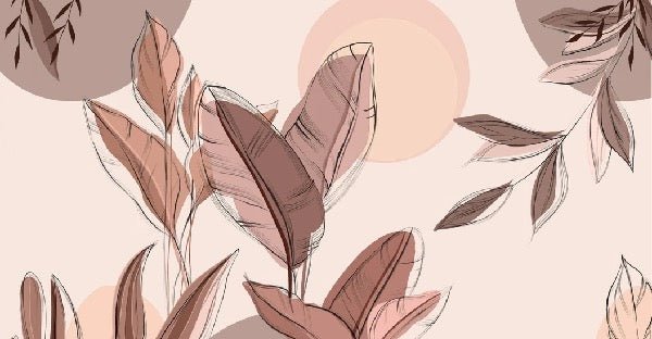 Papier peint panoramique végétal graphique, XXL, tendance