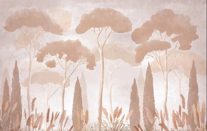 Papel pintado pino ciprés sepia