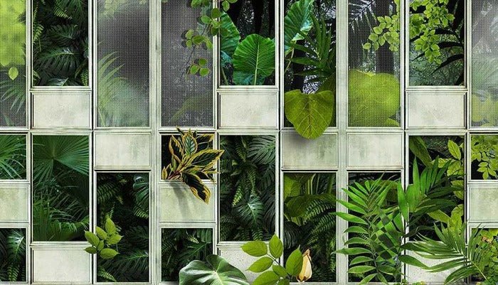 Papel pintado panorámico de cristal naturaleza planta