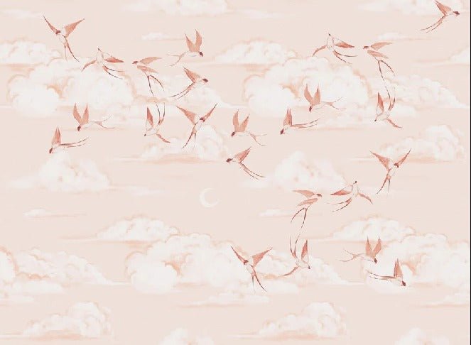 Papel pintado terracota poético para dormitorio infantil