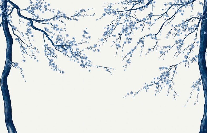 Papel pintado panorámico de flores blancas de Sakura