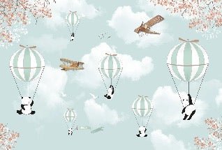 Fondo de Panda en globo aerostático